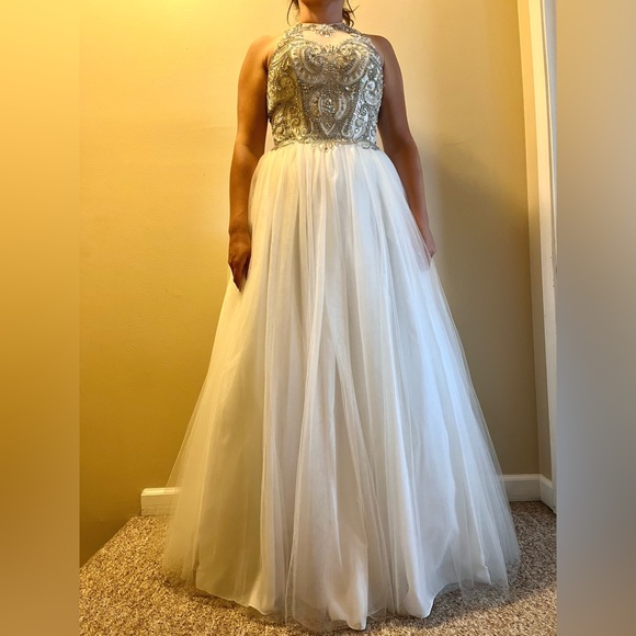 White Bejeweled Prom Dress - Picture 3 of 6
